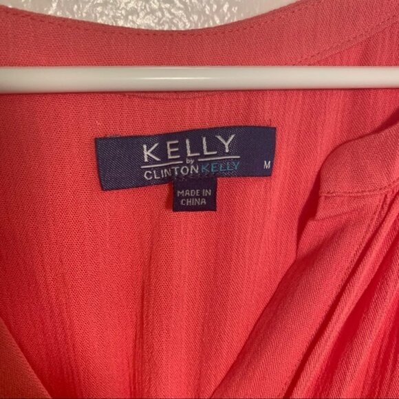 Kelly by Clinton Kelly Split Neck Woven Tunic Top Guava Pink - Picture 8 of 9